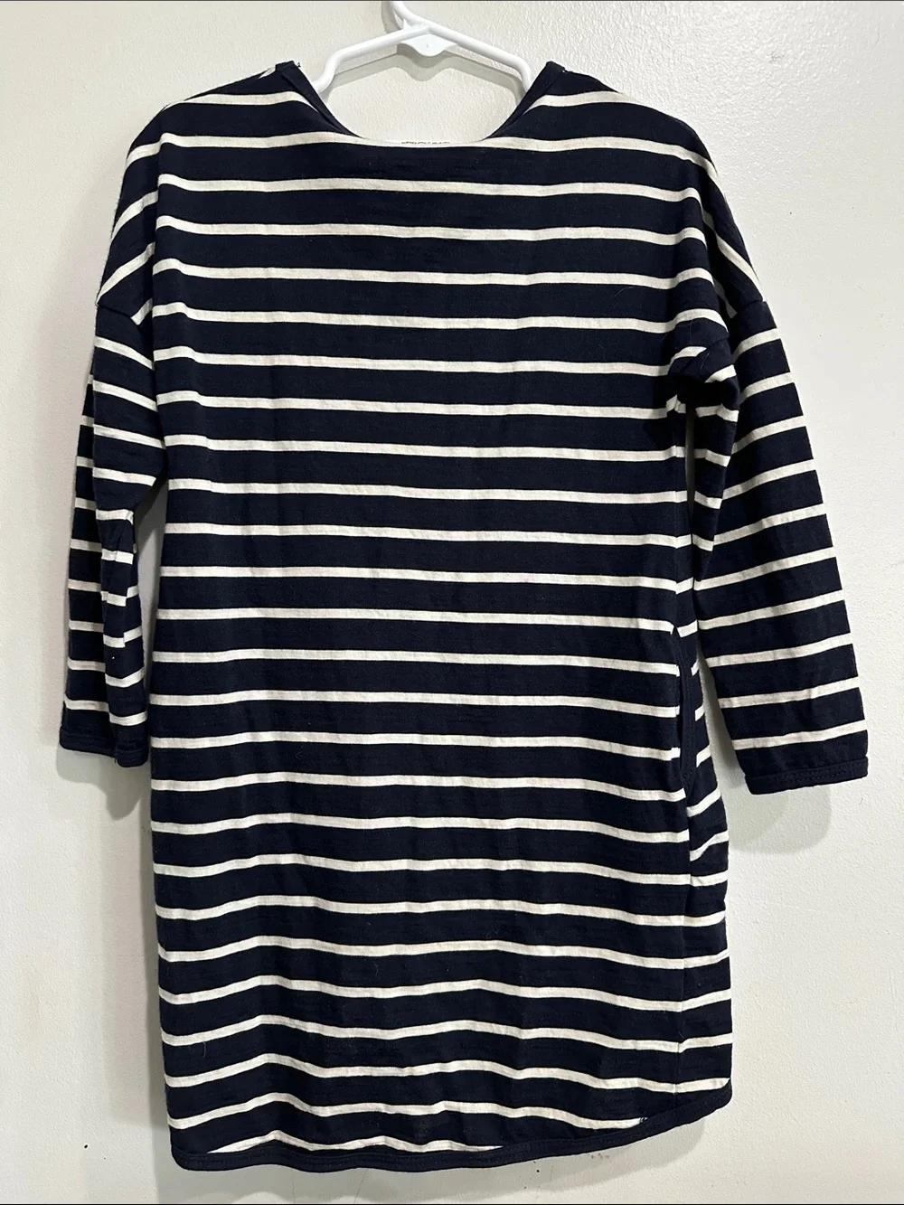NWOT Mello Merino 100% Wool Striped Dress Size 4Y Navy Cream